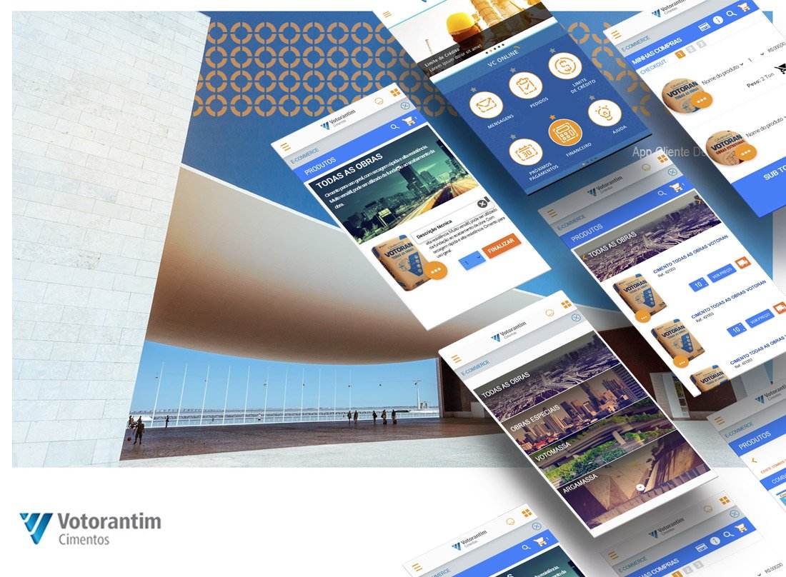 Case Votorantim Cimentos — interface do app de e-commerce e redesign do VC online pela Ex.id