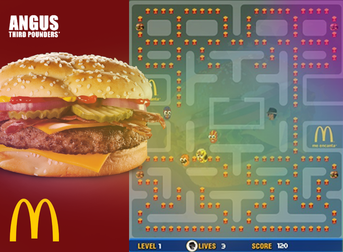 Tela do advergame Angusmania desenvolvido pela Ex.id para o McDonald’s