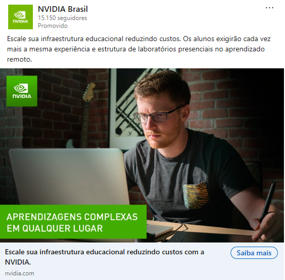 Post promovido NVIDIA Brasil — infraestrutura educacional e aprendizado remoto com NVIDIA