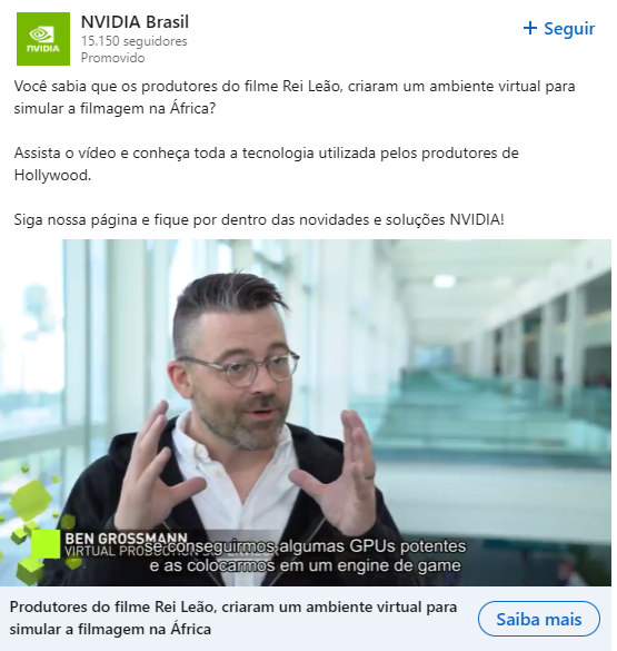 Post promovido NVIDIA Brasil — produção virtual do Rei Leão com GPUs NVIDIA