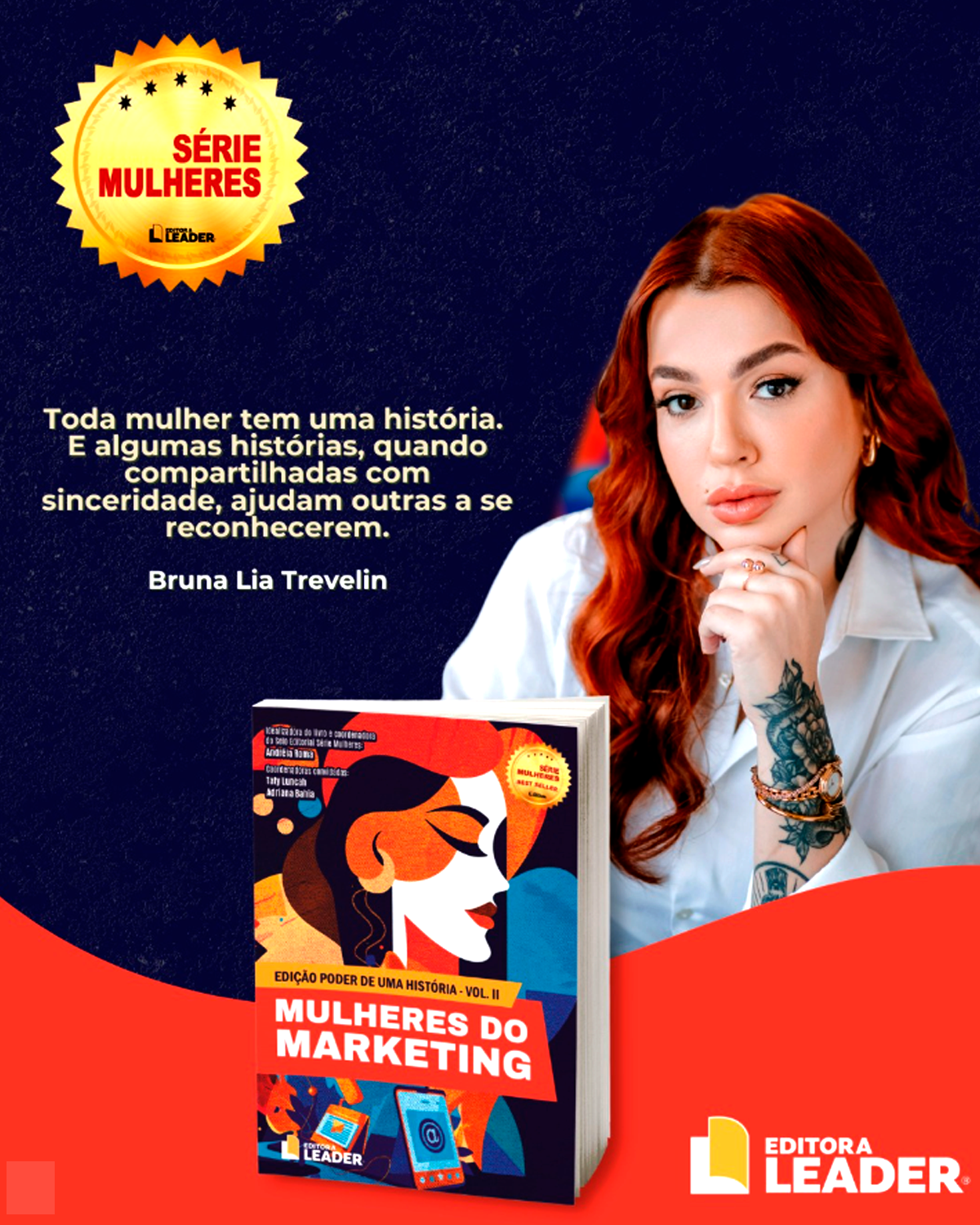 Bruna Trevelin, coautora de Mulheres do Marketing Volume II, da Editora Leader