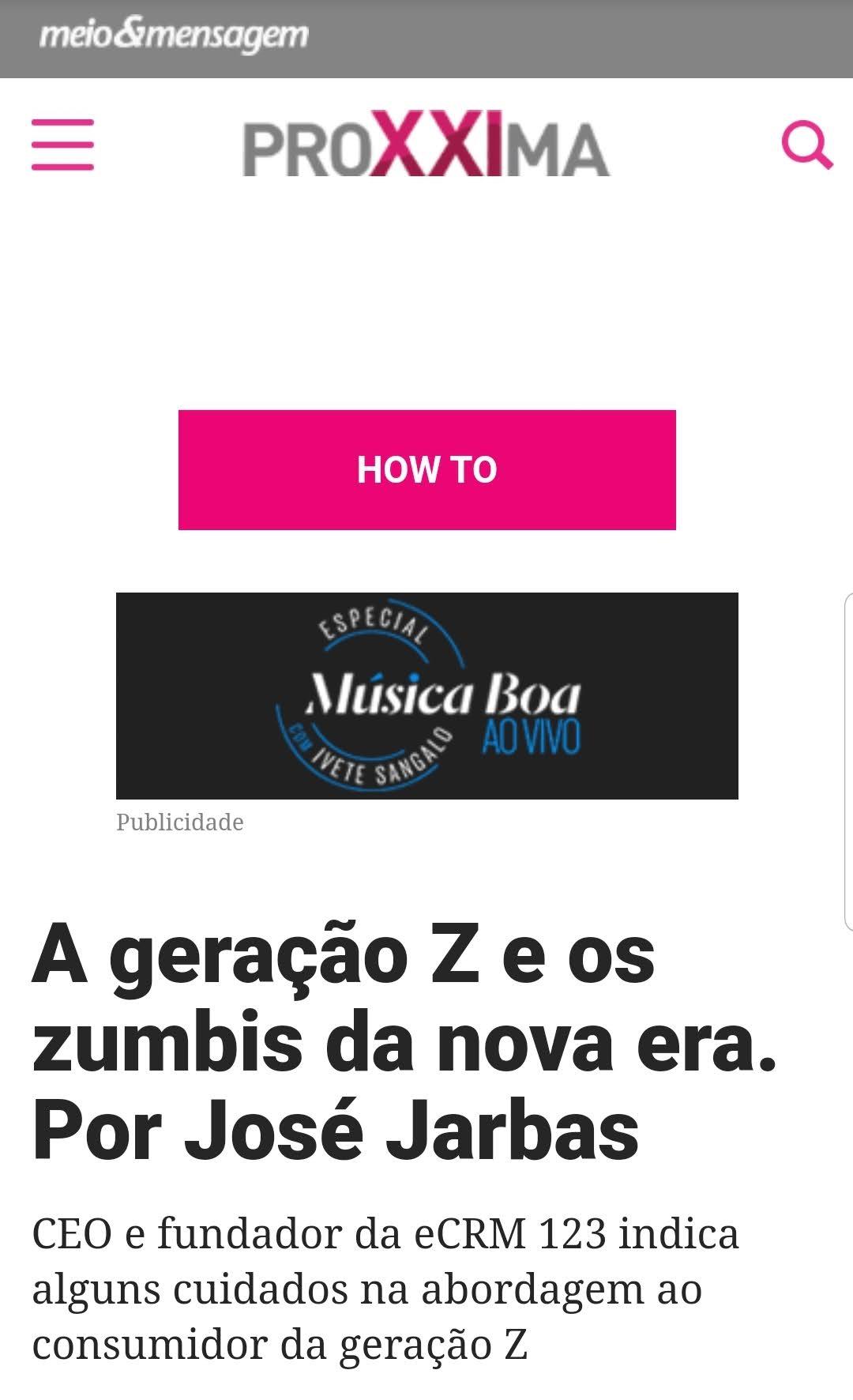 Artigo de José Jarbas em Meio e Mensagem