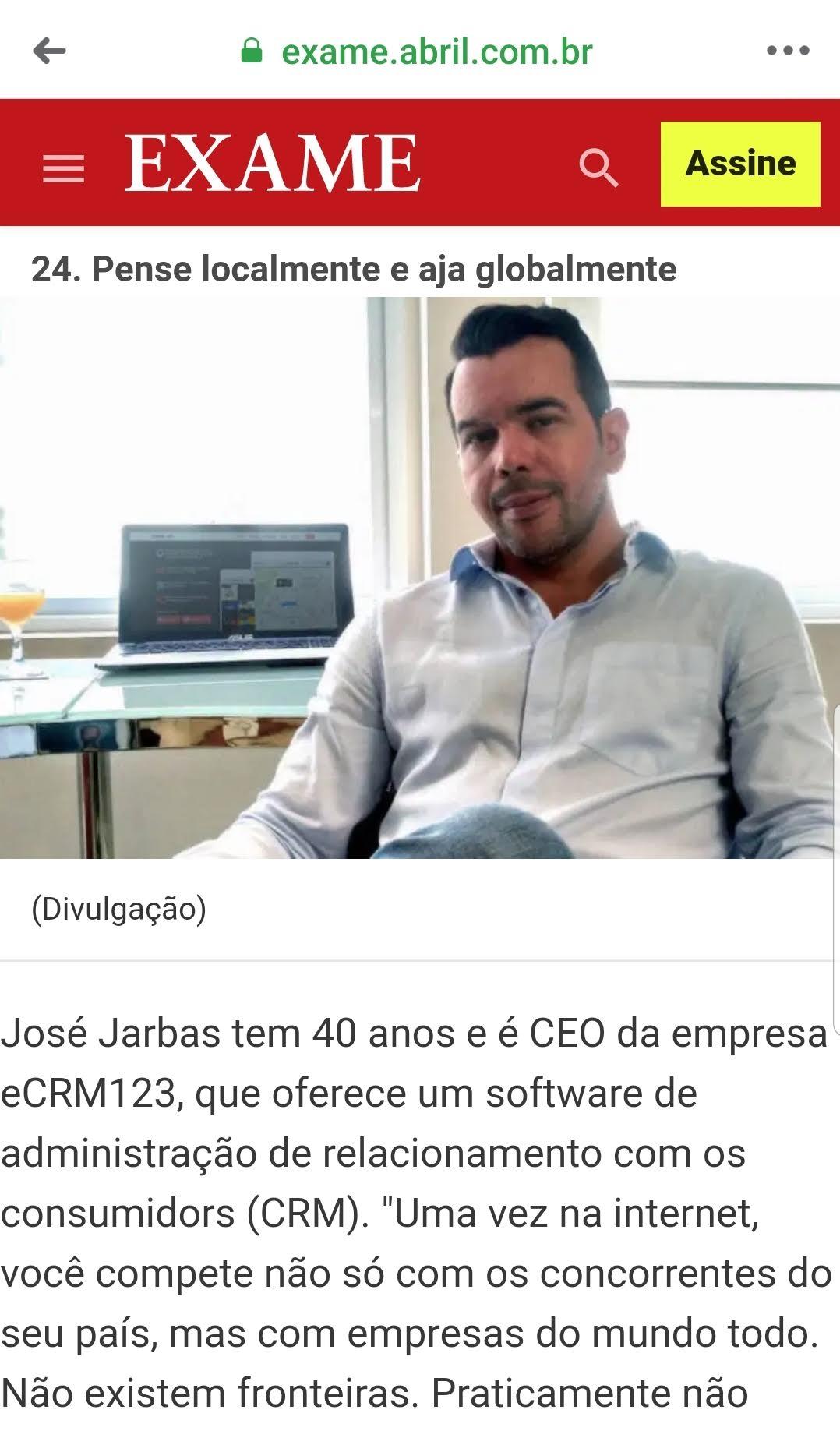 Artigo de José Jarbas na revista Exame